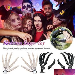 Favor de fiesta Halloween Dedos articulados Scarry Fake Skeleton Hands Realista Decoración Prop Rrb15835 Drop Delivery Home Garden Festive S DHKFH