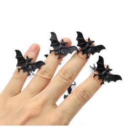Feest gunst Halloween vleermuis ringen plastic feest gunsten duivel kostuum accessoires juwelen griezelig thema feestelijk decor zwart paars oran dhfov