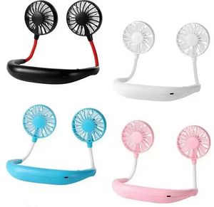 Party Favor Main Libre Fan Sports Portable USB Rechargeable Double Mini Refroidisseur D'air Été Cou Suspendu Fan Sea Shipping FY4155 C0811x0