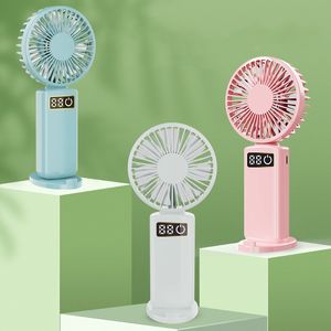 Favor de fiesta Ventilador de mano Carga USB Pantalla digital Escritorio Mini ventiladores eléctricos Regalo de verano Q160