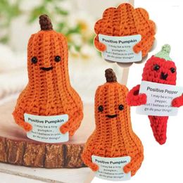 Feest gunst handgemaakte wollen breien pumpkin knuffel pocket mini home decoratie grappige wol met cadeau pluche kaart j5s4