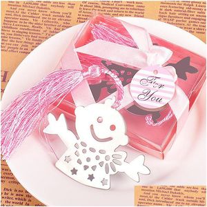 Fête favorable garçon Bookmark boxé avec ruban d'étiquette pour baby shower nuptiale Bitching Birthday WA1413 Drop Livrot Home G DH0S8