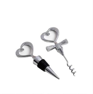 Party Favor Heart Combination Wine Corkscrew Opener en Wine Bottle Stopper Sets Bruiloft Souvenirs Gasten 60 pcs gelijk aan 30PAIRS