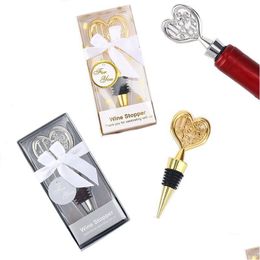 Party Favor Hart Wine Stopper Bar Tool Zink Alloy Champagne Afdichten Wedding Guest Druppel Delivering Huis Tuin Feestelijke benodigdheden Ev Dhltj