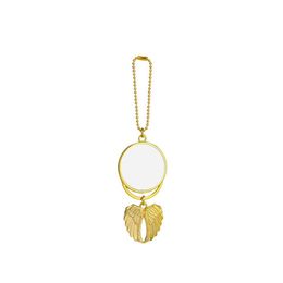 Party Gunstwarmte Sublimatie Auto Ornament Decorations Party Favor Angel Wings Form Blank Transfer Printing Hanger Keychain Keyring Dh6ve