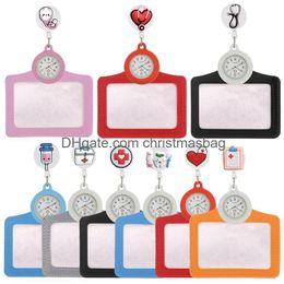 PARTINE Favor Hospital Badge rétractable Reel Carte Cartoon Cartoon Nurse Doctor Doctor Medical Pocket Watchs Fashion Medicine Clips Hang Clock Otsxb