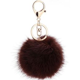 Partij gunst sleutelhanger 7 cm pom poms sleutels ringen kerstcadeau konijnen bont bal pluche fuzzy bont sleutel-ketting auto tas sleutelhanger sieraden