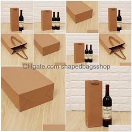 Partage Favor Kraft Paper Sacs à vin simple et double emballage Sac à main rouge Sac-cadeau Wen5766 Drop livraison Home Garden Festive Supplies E Dhvmy