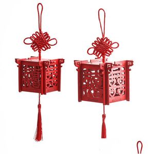 Party Favor Lantern Candy Box Chinois Rouge En Bois Creux Coffrets Cadeaux Portables Emballage Drop Livraison Maison Jardin Festif Suppl Dhgarden Dh9Vp