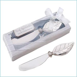 Party Favor Leaf Shape Boter Knife Roomkaas Zink Alloy Spreider Gunsten Sier Cake Drop Delivery Home Garden Feestelijke Supp DHPFP