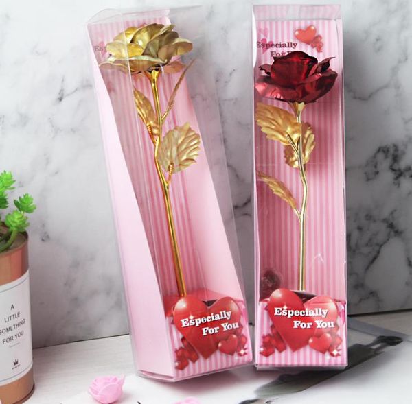 Party Favor LED 24k feuille d'or plaqué rose ciel étoilé lumineux rose-fleur choc lumière doré rose mariage saint valentin cadeau de noël SN3238