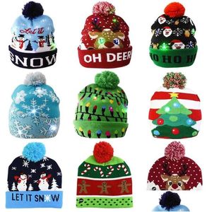 Party Favor Led Christmas Hat Sweater Beanie Santa Elk Light Up Knit Cap For Kids Xmas 2021 Year Decorations Drop Delivery Home G Dhifj