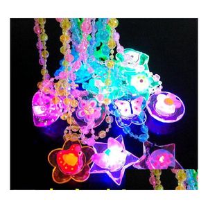 Party Gunst Led Light Up Cartoon Hangers ketting Kerstmis Kinderen ADT's feest gunsten creatieve lichtglows kettingen acryl lanyard dhkoq