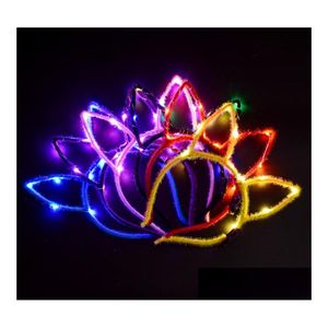 Party Gunst Led Light Up gloeiende konijnenoor hoofdband konijntje dames meisje flitsende hoofddeksel paascosplay fancy jurk props kerst h dhol7