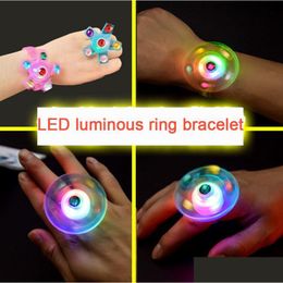 Party Gunst Led Luminous Ring Bracelet Small Toy Fingertip Gyro Spiral Jaar kinderen Drop levering thuis tuin Feestelijke benodigdheden zelfs DHXYQ