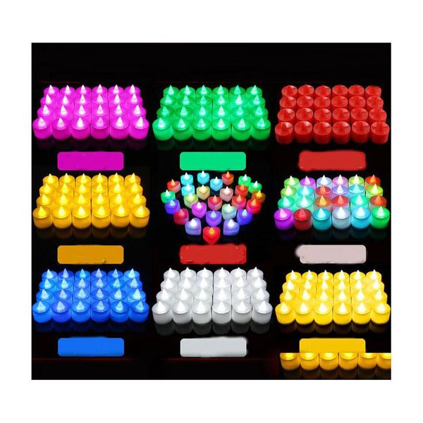 Party Favor Led Bougies Chauffe-Plat Bougies 7 Couleurs Changeantes Sans Flamme Bougie Chauffe-Plat Longue Durée À Piles Faux Décoration Pour Wedd Otltq