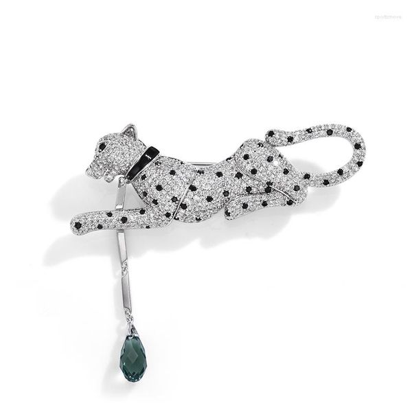 Party Favor Leopard Brooch haut de gamme Femme Design Sense Niche Business Suit Corsage Collar Pin