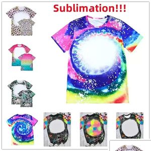 Party Favor Leopard Print Sublimatie Gebleekte Shirts Warmteoverdracht Blank Bleach Shirt Polyester T-shirts Ons Mannen Vrouwen Levert Colorf Dhejb