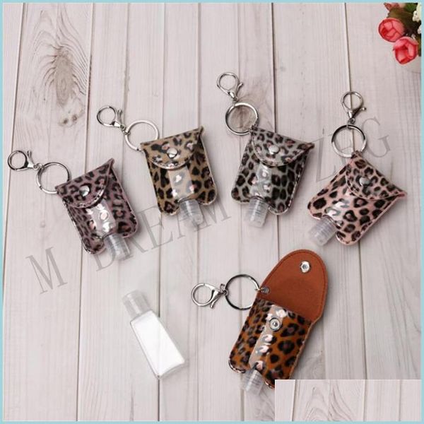 Party Favor Leopard Pu Cuir Désinfectant Porte-clés Sac 30ml Bouteille De Voyage Distributeur De Savon À La Main Tartan Imprimé Gel Drop Livraison Dhxqe