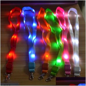 Party Favor Lighting Longes LED Colorf Nylon pour mot carte porte-clés téléphone sangles d'avertissement de sécurité extérieure 7 couleurs Hha1085 Drop Deliver Dh9Ht