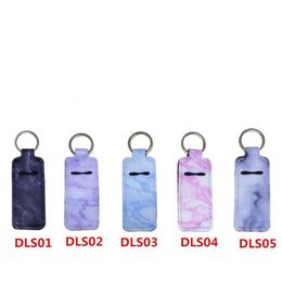 Party Favor Lip Holder Key Buckle Neopreen Marble Prints Lipstick ERS Keychain Cute Chapstick Sheeves Keyring of Souvenirs 1 68ny Dr Dh0s2