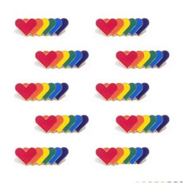 Feest gunst lange regenboog broche hart gevormde ijzeren vlinder gespog revers pin kleding kraag schattige creatieve badge drop levering home dhhy6