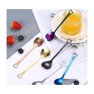 Favor de fiesta Amor en forma de corazón Cuchara Colorf Helado Café Té Revuelva Cucharas para suministros de boda Accesorios de cocina Entrega de gotas H DGH8L