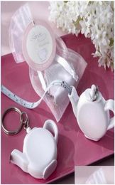 Party Favor Love Is Brewing Teapot Plastic Mesury Tape Keychain Portable Mini Chain Chain Wedding Gift Gift Favors ZA1221 DR5665026