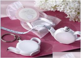 Party Favor Love Is Brewing Teapot Plastic Mesury Tape Keychain Portable Mini Chain Chain Wedding Gift Gift Favors ZA1221 DR3771159