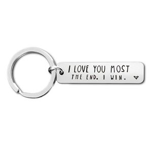 Party Favor Lovers Keychain Man Creative Key Chain Letter I Love To You More the End I GAGNE WEMBRE Silver Color Keyring Indences Pendeur