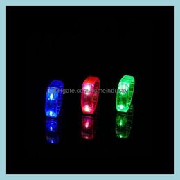 Party Favor Luminous Led Bracelet Sound Controlled Light Up Activated Glow Flash Bangle para Festival Party Concert Bar Vt0108 Drop De Dhjz0