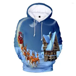 Fête favorable Sweatshirts de Noël pour hommes 3D Modèle Sleigh Rendeer Hoodie Santa Blouse DrawString Pockover Pocket Fashion Clothing