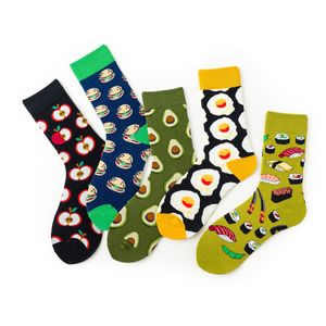 Party Gunst Men Socks Cotton Funny Crew Cartoon Animal Fruit Women Socks Nieuwheid Gift Sokken Autumn Winter Avocado 1Pairs = 2pcs