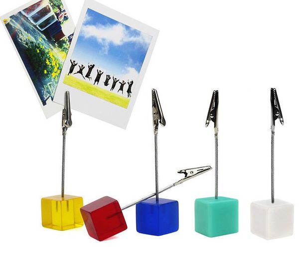 Party Favor Métal Crocodile Clip Résine Bloc Base Mini Carte Portable Note Photo Mémo Photo Clips Titulaires Bureau Table Décor SN2384