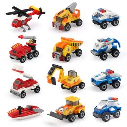 Party Favor Mini Building Blocks Cars Toys Sets Assembly for Boys Girls STEM Auto Assorted Construction Truck Fire Trucks Carshop2006 AM1CZ