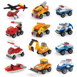 Party Favor Mini Building Blocks Voitures Jouets Ensembles Assemblage Pour Garçons Filles Stem Voiture Assortiment Construction Camion Camions De Pompiers Carshop2006 Am1Cz