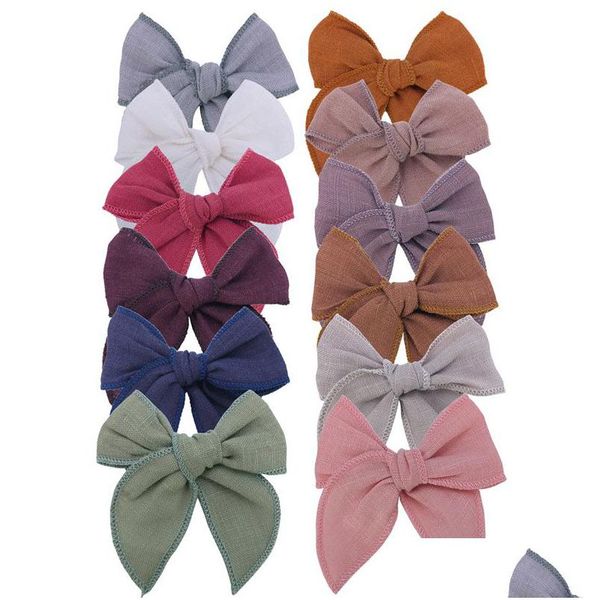 Party Favor Mini Bord Brodé Bow Pinces À Cheveux Petite Fille Tissu Épingle À Cheveux Filles Bébé Coton Lin Bowknot Accessoires T9I001991 Dro Dhnzf