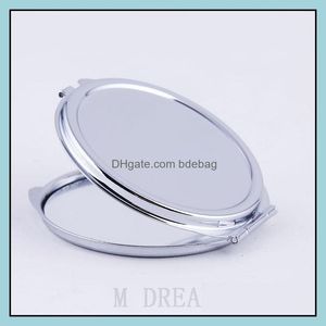 Party Favor Mini Sublimation Make -up Mirrors draagbare DIY blanco Geplaatste aluminium blad meisje geschenk cosmetisch compacte spiegeldecoratie Dr Dhh0c