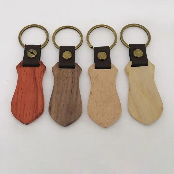 Party Favor Couleur mixte 10pcs / lot Blank Wood Key Tag Tag de gravure Muti-Fodel Blanks Pendants en bois de porte-clés en bois Unachis