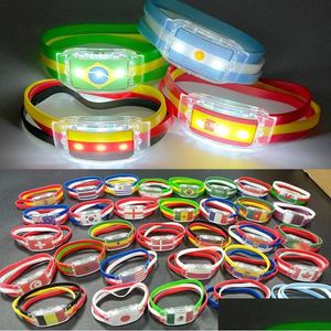 Party Favor National Flag Led Sile armband Party Voetbal Fan Light Up Polsband Sprots Rave gloeiende cadeau drop levering Home G DHJVP