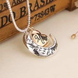 Collier bijoux en forme de cœur, cadeau de fête, je t'aime jusqu'à la lune et au dos, pendentifs pour maman, cadeau de fête des mères