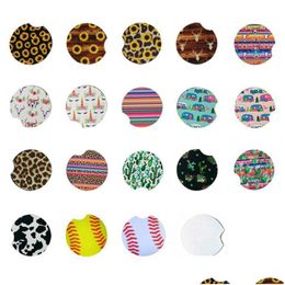 Party Favor Néoprène Car Cup Coaster Tasse Ronde Tapis Titulaire Tasses Pad Baseball Softball Fleur 19 Designs Yg978 Drop Delivery Accueil Gar Dhd0W