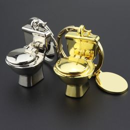 Feest gunst nieuw aankomst kerstcadeau zilveren legering persoonlijkheid creatieve sleutel ketting simulatie toilet sleutelhanger
