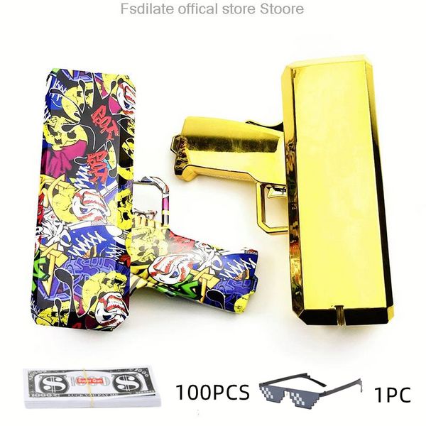 Party Favor New Banknote Gun Cash Cannon Funny Make It Cadeau de Noël Économisez de l'argent Jouet Jouets de vacances Faux Jogo Gags Amp Blagues pratiques Smtnj