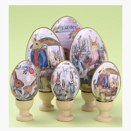 Party Favor Nouvelles décorations de Pâques Oeufs en fer blanc de Pâques Oeuf de lapin coloré en fer, coquille d'œuf de bonbons
