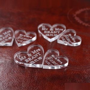 Party Favor Nieuwe Groothandel-50 Stuks Aangepaste Kristallen Hart Gepersonaliseerde Mr Mrs Love Souvenirs Tafeldecoratie Centerpieces Gunsten Drop Dhctp