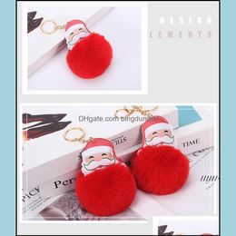 Party Favor New12 Styles Festive Big Red Santa Claus Moelleux Porte-clés Faux Lapin Boule De Fourrure Pom Pon Porte-clés Femmes Sac Anneau Rrd8891 D Ot4Lb