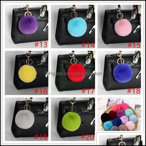 Party Favor Date Lapin Boule De Fourrure En Peluche Fuzzy Porte-clés Pom Porte-clés De Voiture Sac Anneau Pendentif Bijoux Cadeau 20 Pcs Drop Delivery Accueil Gar Otgmh