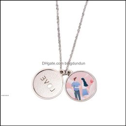 Feest voorstander van nieuw gepersonaliseerde ronde liefhebbers ketting sublimatie spaties gesneden sleutelbeen ketting diy hartvormige holle nek sieraden rrf1 ott54