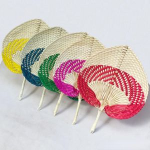 Favor de fiesta Nice Dance Straw Hand Fans Bamboo Weaving Banana Fan 50 PC / lote tejido a mano